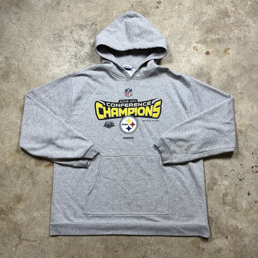 VTG 2008 Reebok NFL Pittsburgh Steelers Football Hoodie Size XL